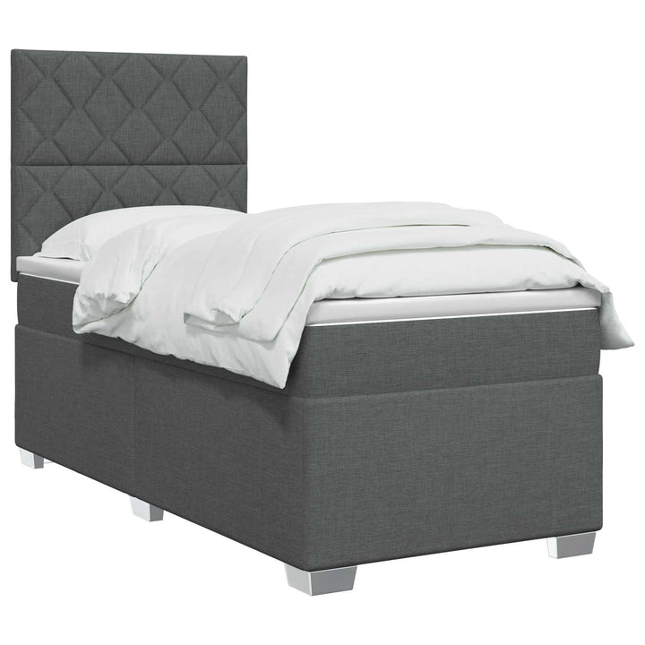 Boxmadras med topmadras Mørkegrå 90 x 190 cm Stof