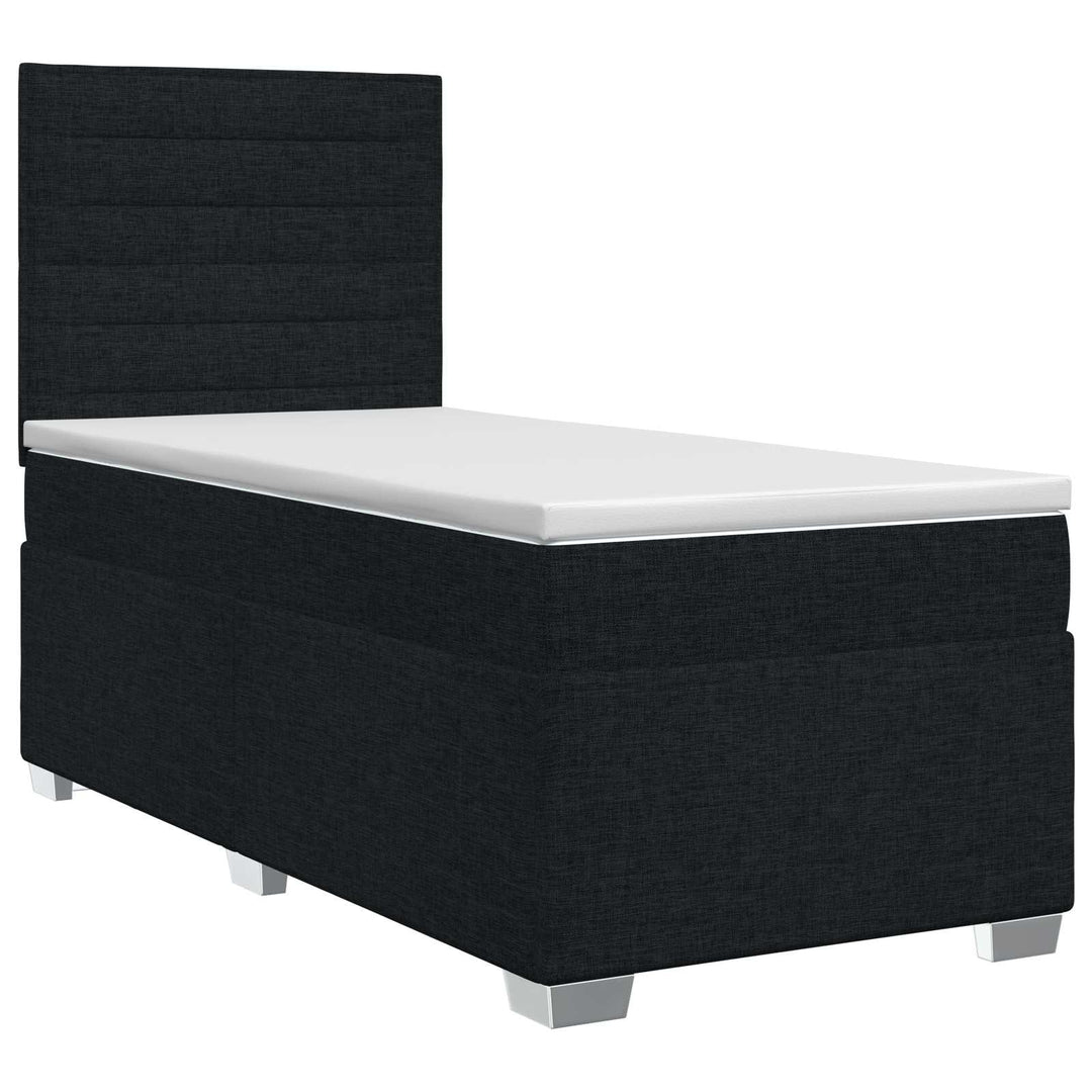 Boxmadras med topmadras med hovedgærde Sort 90 x 200 cm Stof