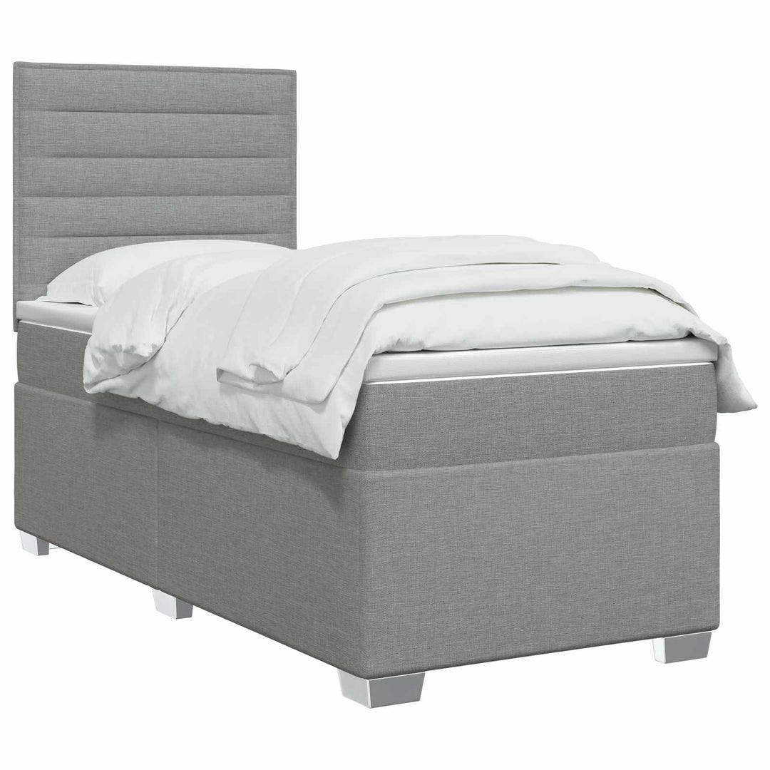 Boxmadras med topmadras Lysegrå 100 x 200 cm Stof