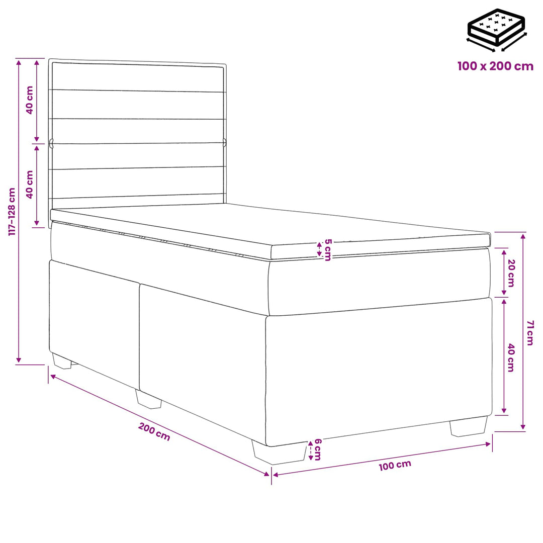 Boxmadras med topmadras Cremefarvet 100 x 200 cm Stof