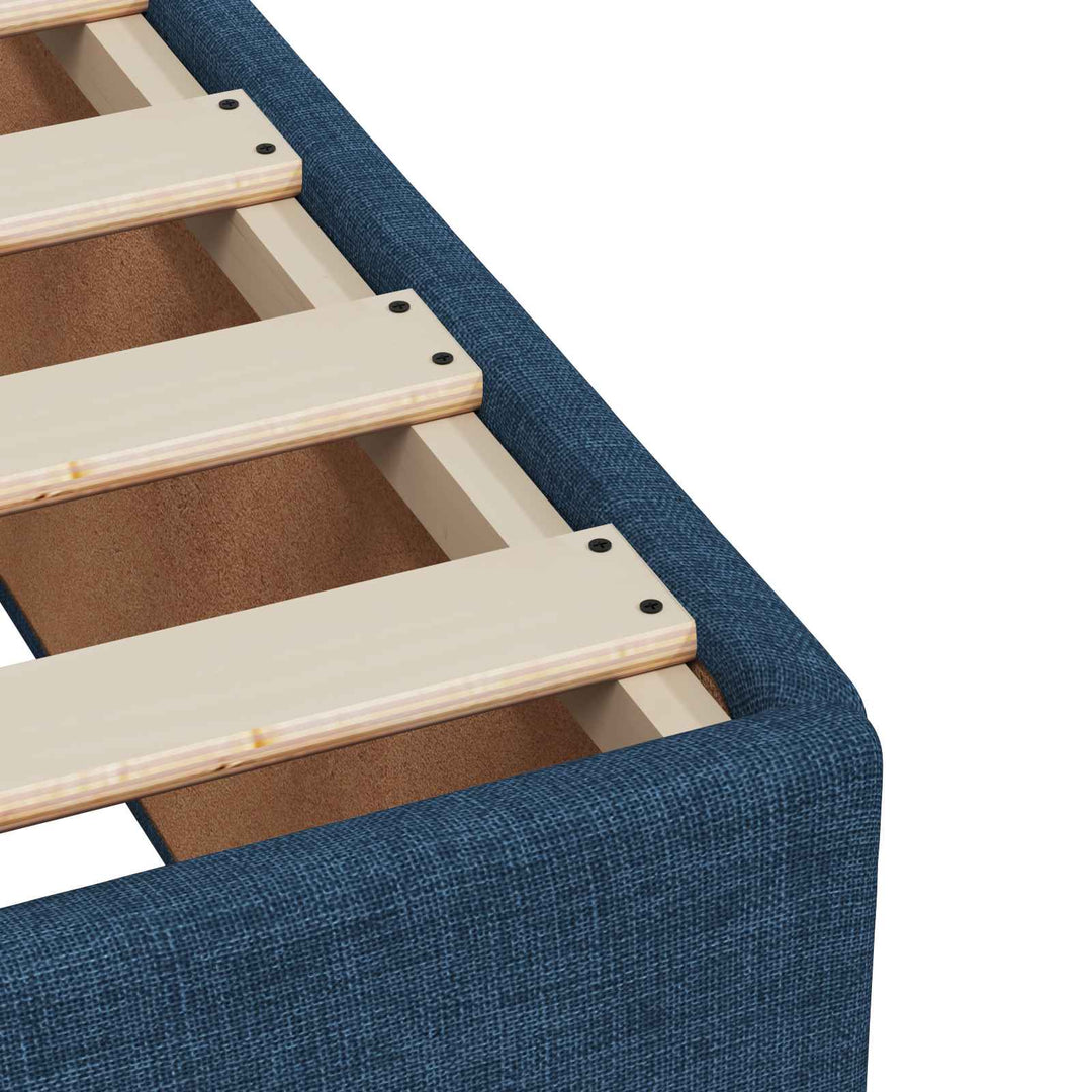 Boxmadras med topmadras med hovedgærde Blå 100 x 200 cm Stof