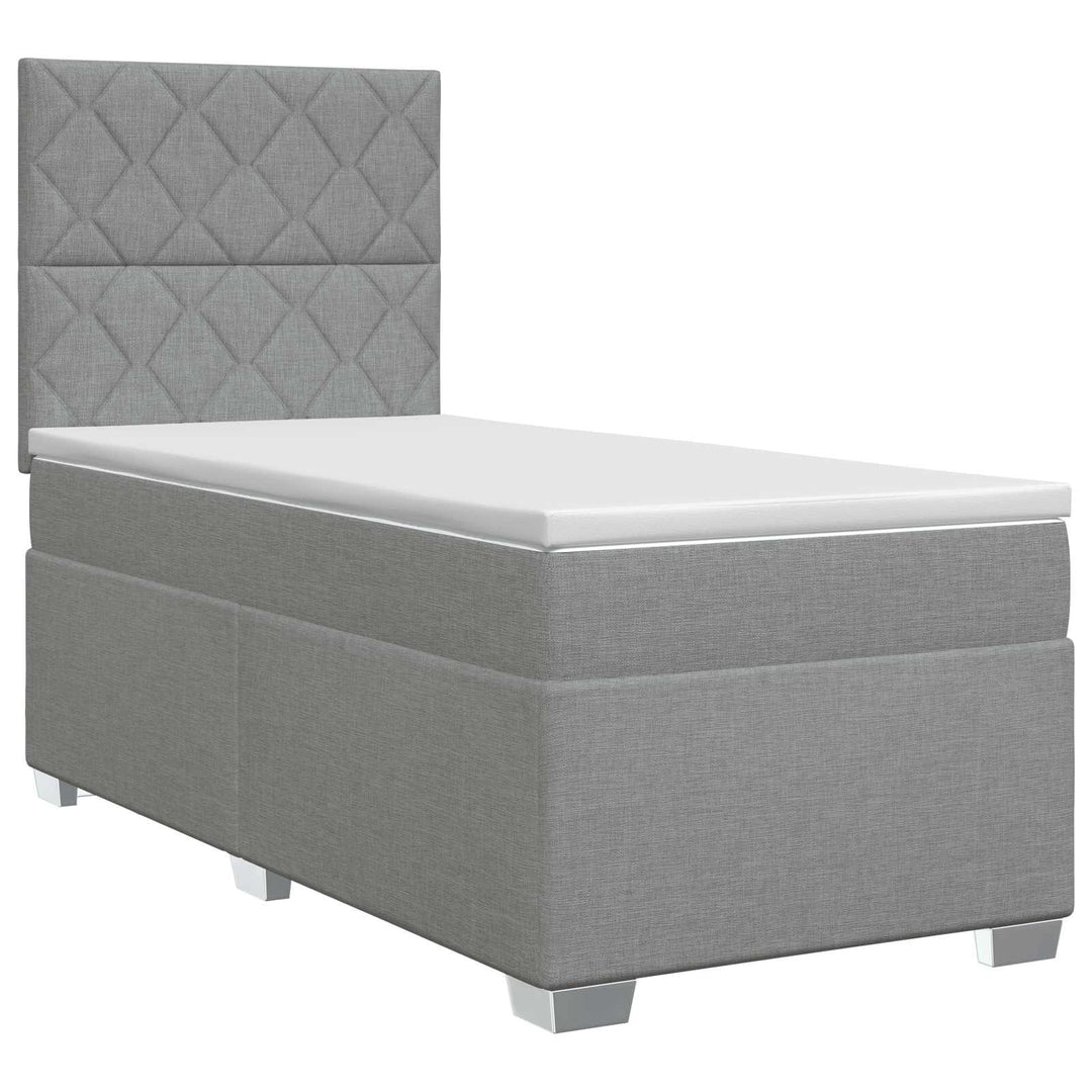 Boxmadras med topmadras Lysegrå 100 x 200 cm Stof