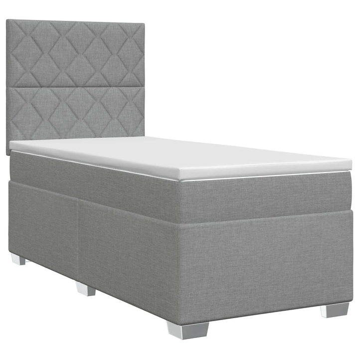 Boxmadras med topmadras Lysegrå 100 x 200 cm Stof