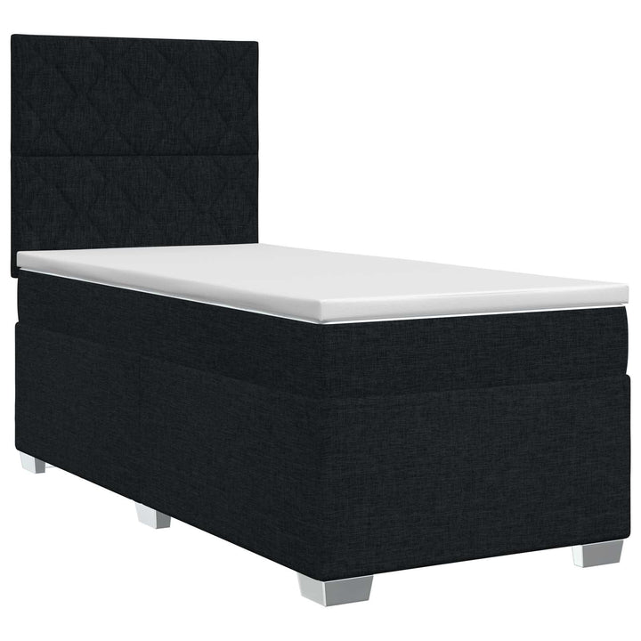 Boxmadras med topmadras med hovedgærde Sort 100 x 200 cm Stof