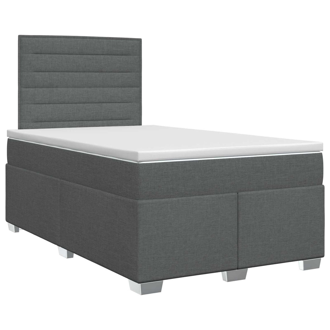 Boxmadras med topmadras Mørkegrå 120 x 190 cm Stof