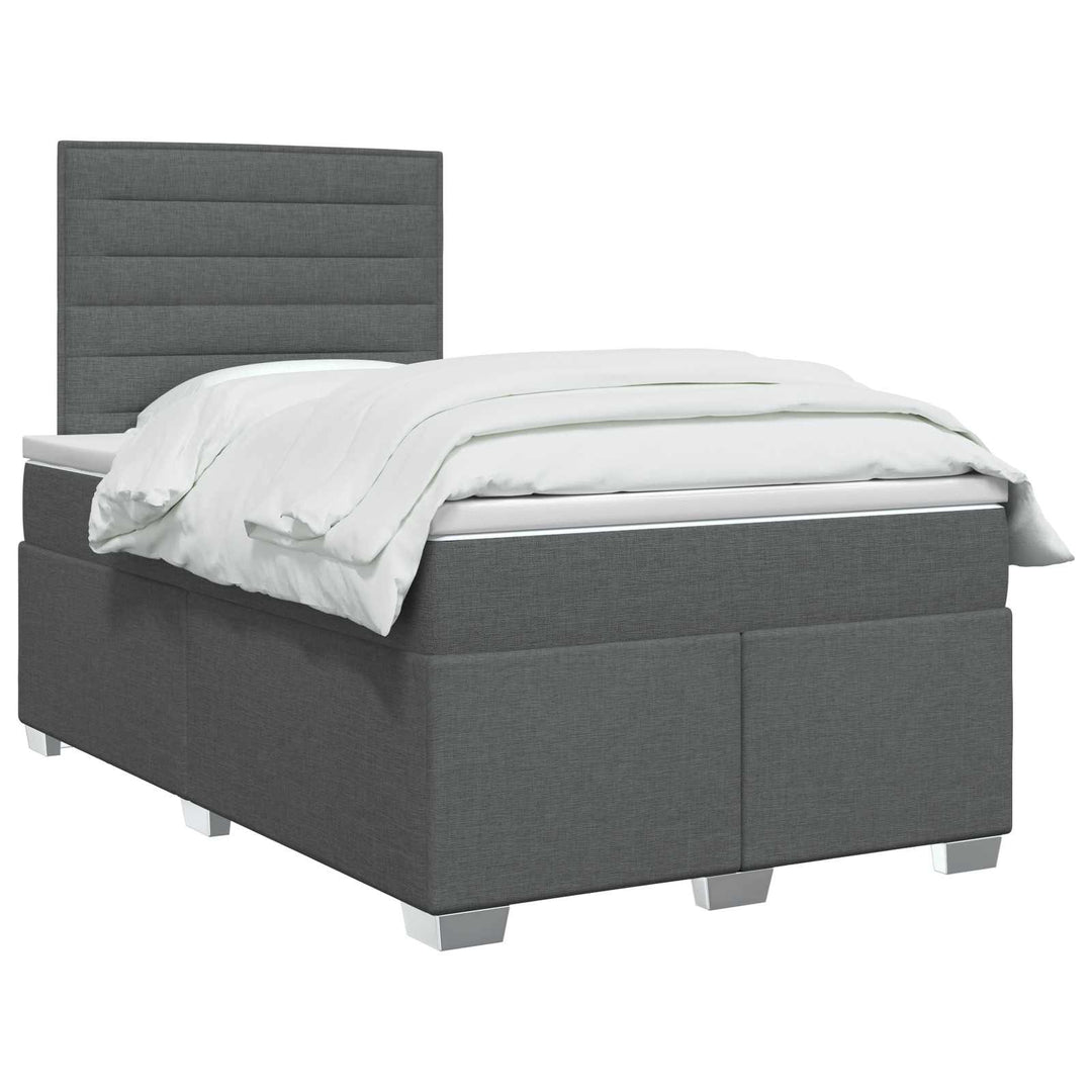 Boxmadras med topmadras Mørkegrå 120 x 190 cm Stof