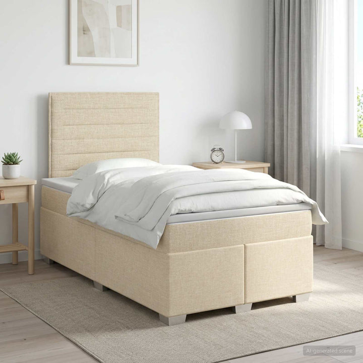 Boxmadras med topmadras Mørk Brun 120 x 190 cm Stof