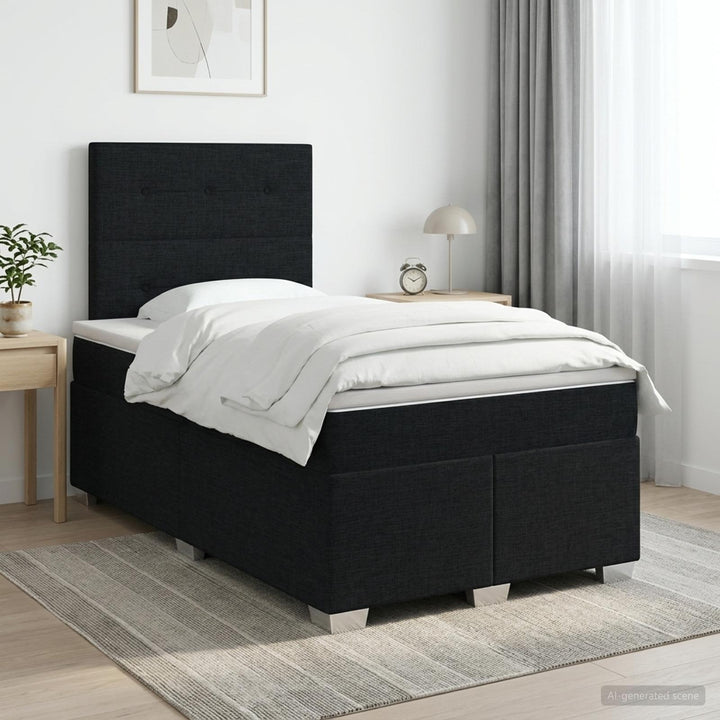 Boxmadras med topmadras Sort 120 x 190 cm Stof