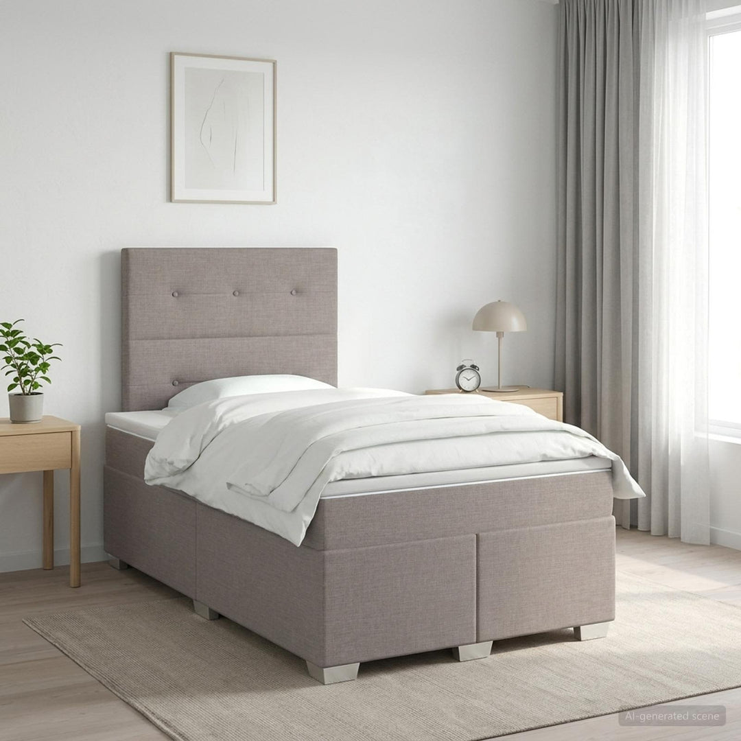 Boxmadras med topmadras Gråbrun 120 x 200 cm Stof