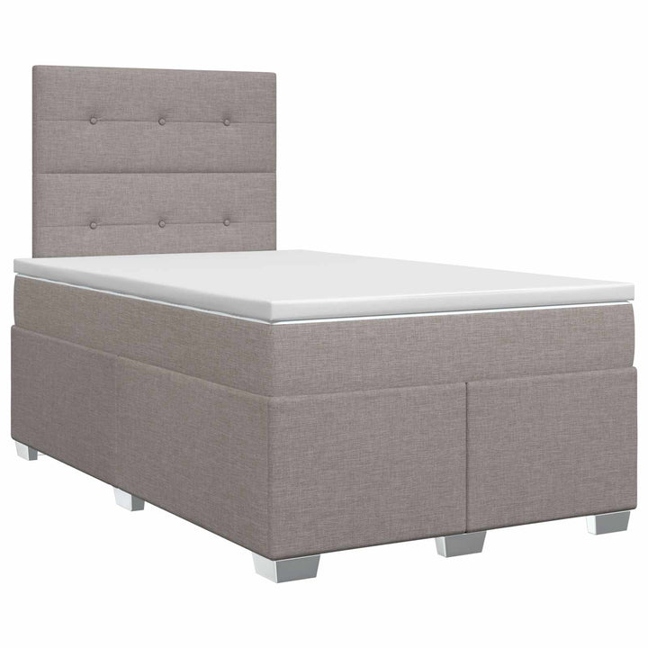 Boxmadras med topmadras Gråbrun 120 x 190 cm Stof