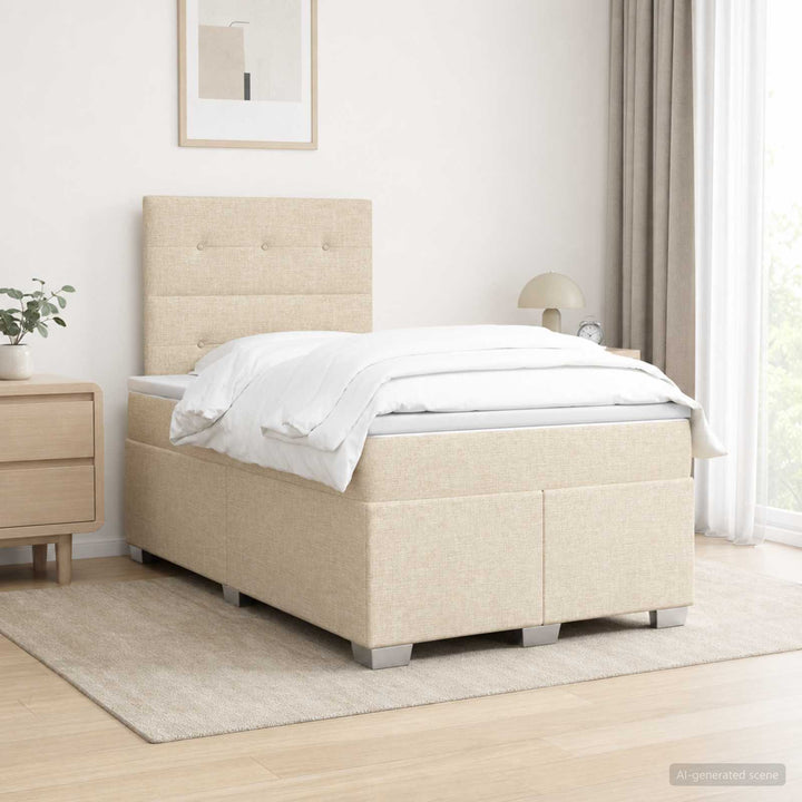 Boxmadras med topmadras Cremefarvet 120 x 200 cm Stof