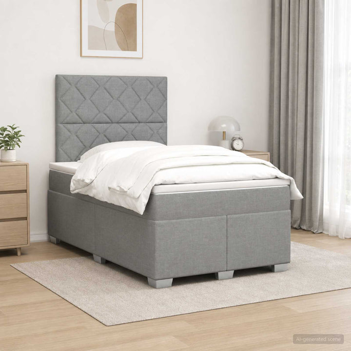 Boxmadras med topmadras Lysegrå 120 x 190 cm Stof