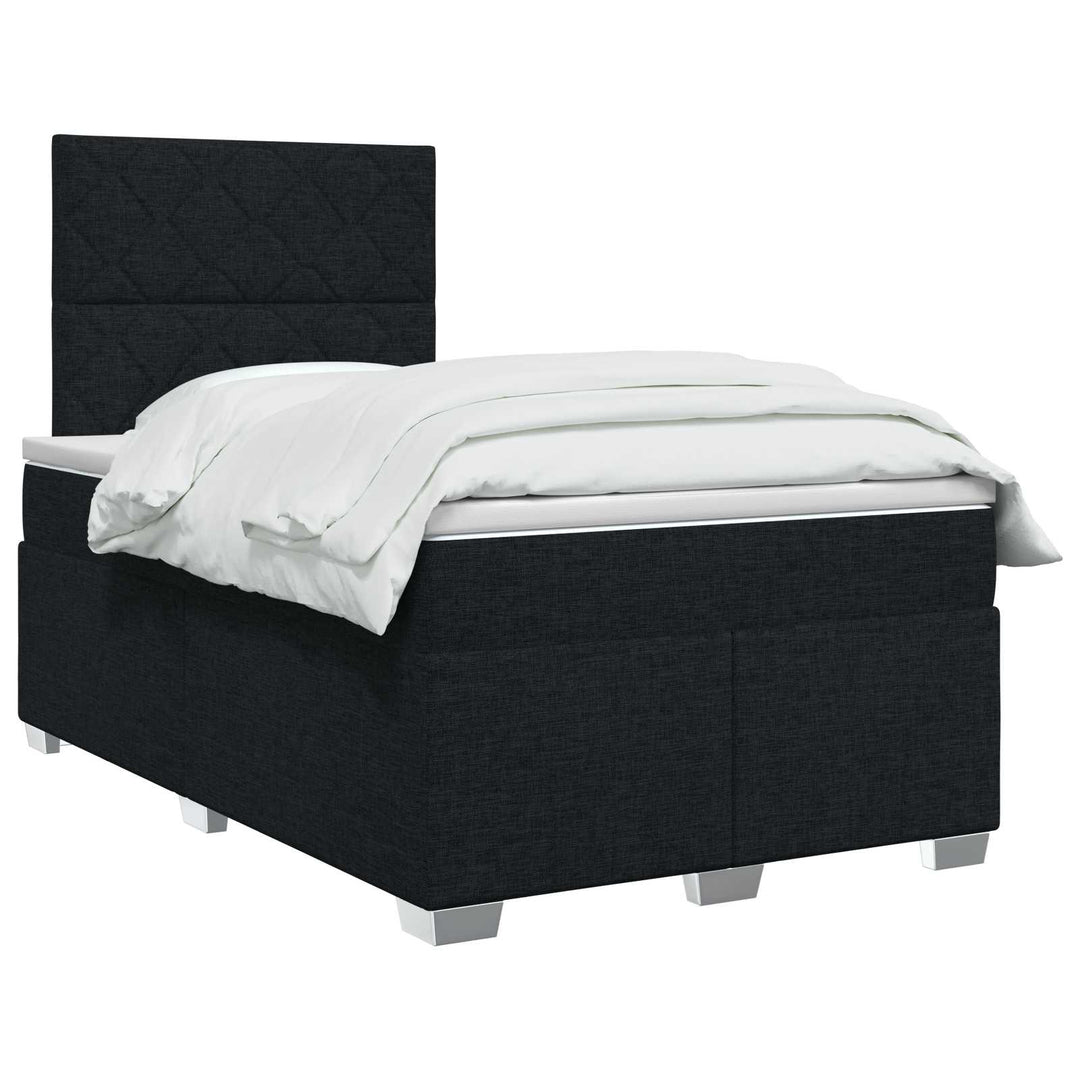 Boxmadras med topmadras med hovedgærde Sort 120 x 190 cm Stof