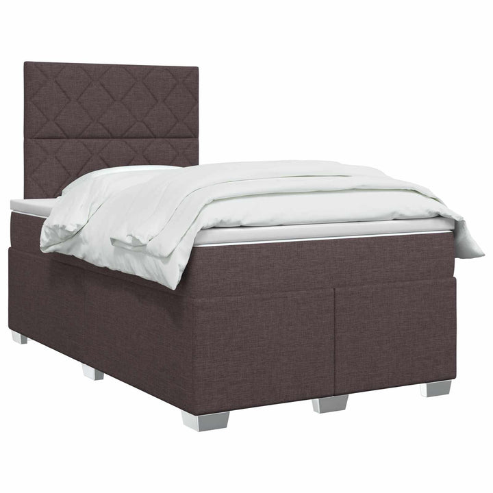 Boxmadras med topmadras Mørk Brun 120 x 190 cm Stof