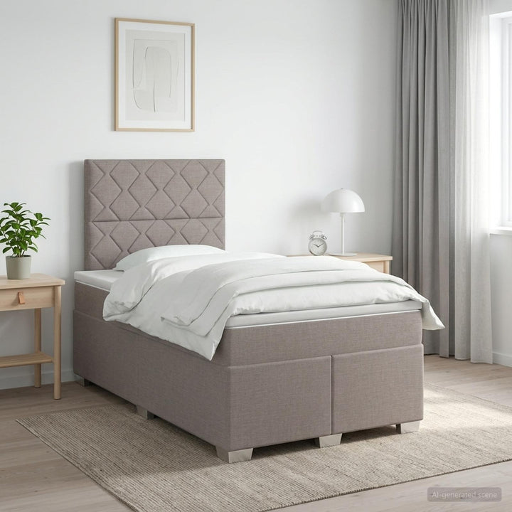Boxmadras med topmadras Gråbrun 120 x 200 cm Stof