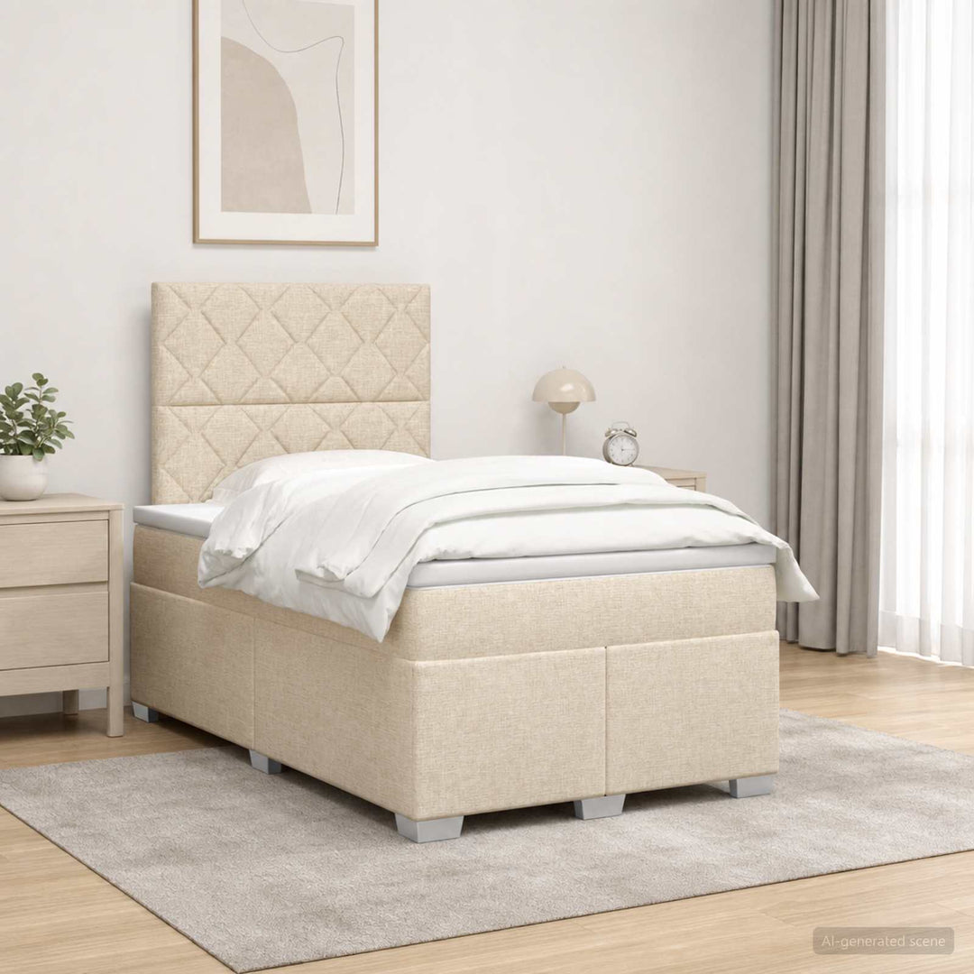 Boxmadras med topmadras Cremefarvet 120 x 190 cm Stof