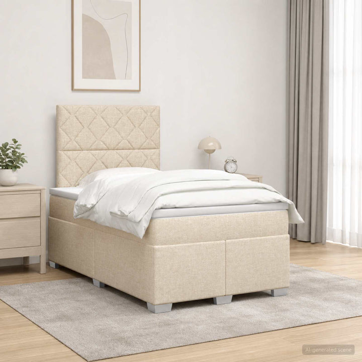 Boxmadras med topmadras Cremefarvet 120 x 190 cm Stof