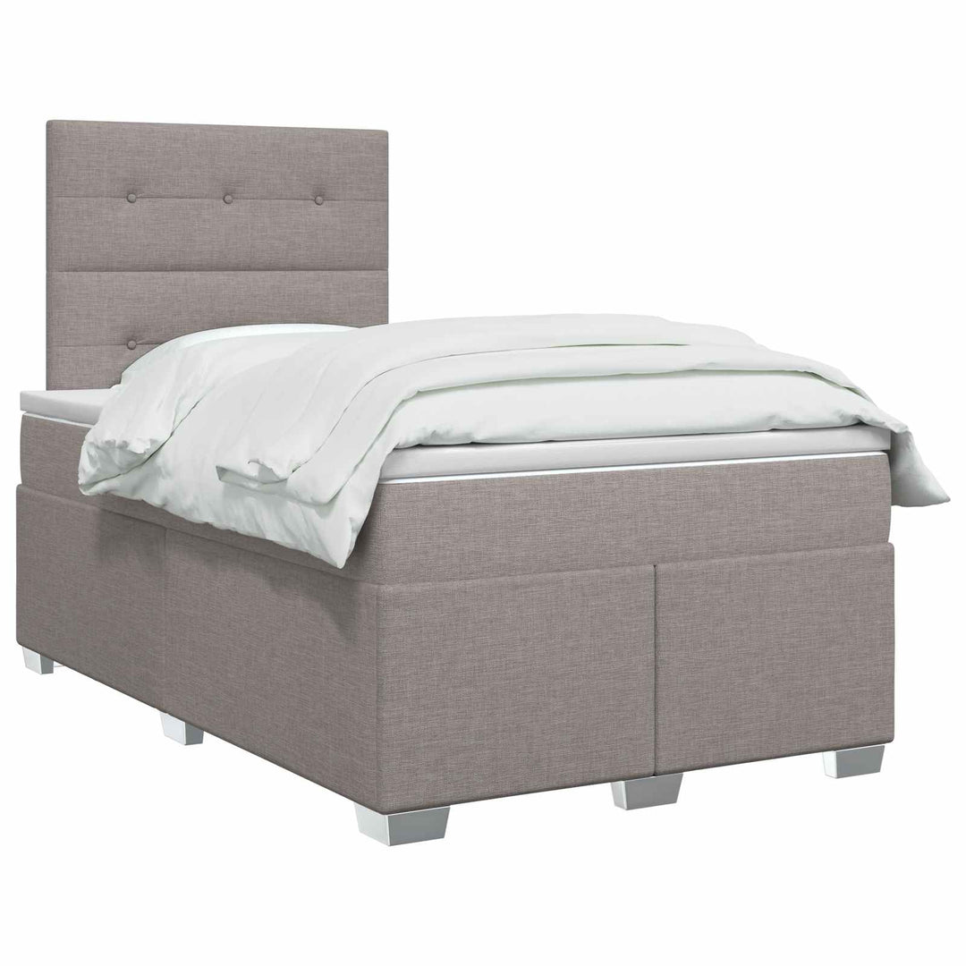 Boxmadras med topmadras Gråbrun 120 x 200 cm Stof