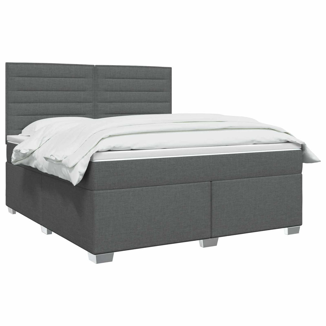 Boxmadras med topmadras Mørkegrå 140 x 190 cm Stof