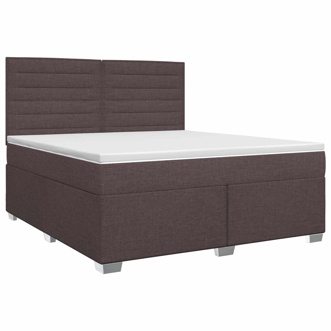 Boxmadras med topmadras Mørk Brun 140 x 190 cm Stof