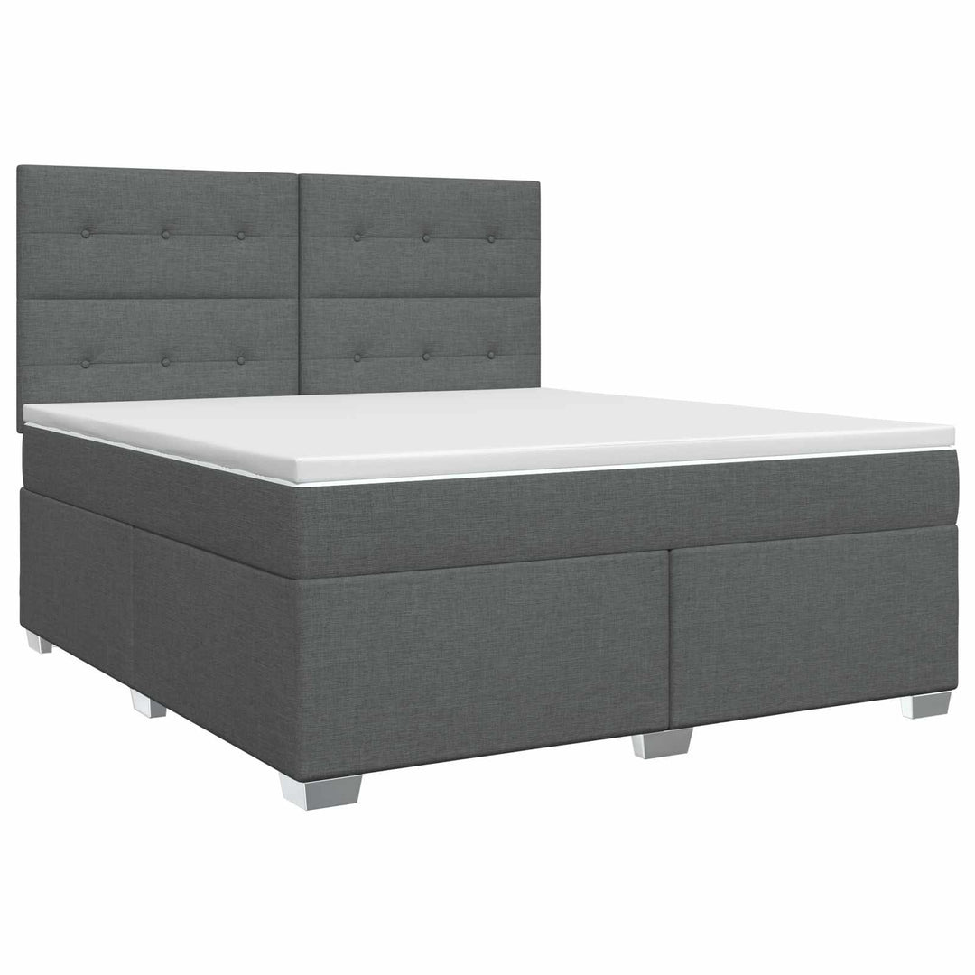 Boxmadras med topmadras Mørkegrå 140 x 190 cm Stof