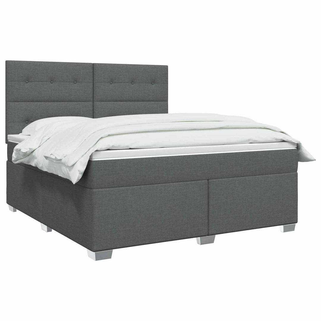 Boxmadras med topmadras Mørkegrå 140 x 190 cm Stof