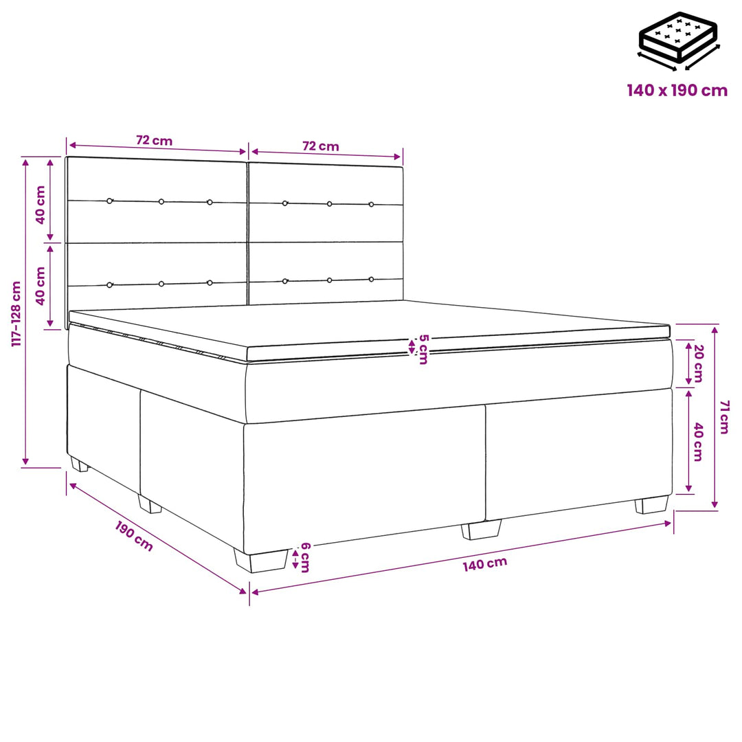 Boxmadras med topmadras Cremefarvet 140 x 190 cm Stof