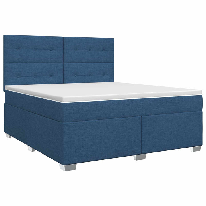 Boxmadras med topmadras med hovedgærde Blå 140 x 190 cm Stof