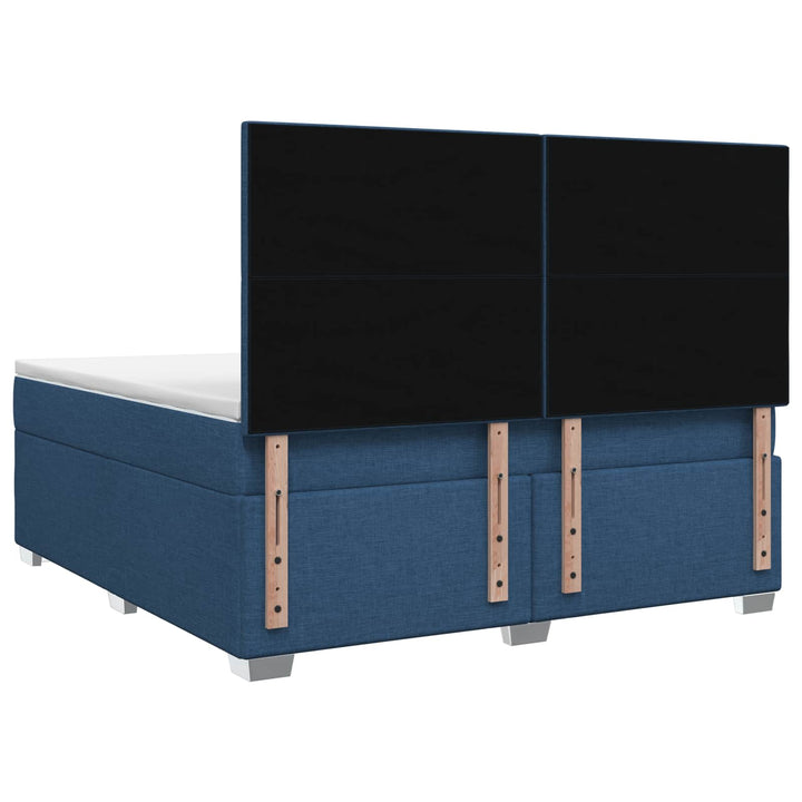 Boxmadras med topmadras med hovedgærde Blå 140 x 190 cm Stof