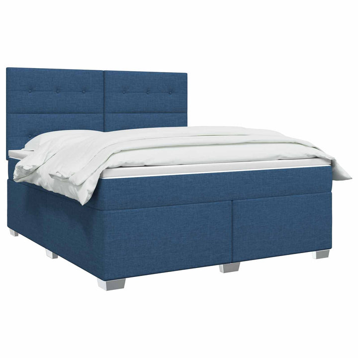 Boxmadras med topmadras med hovedgærde Blå 140 x 190 cm Stof