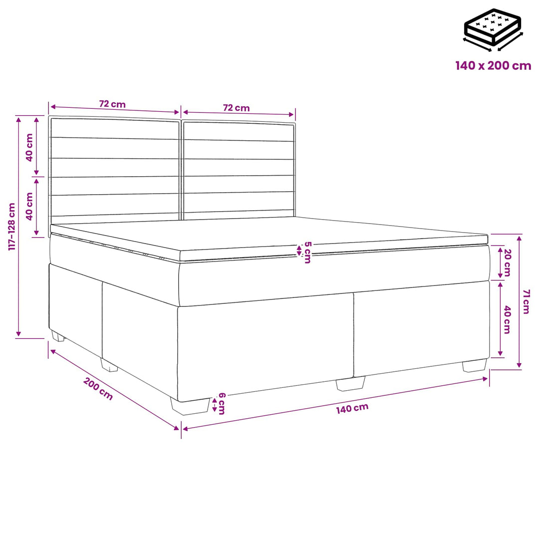 Boxmadras med topmadras Cremefarvet 140 x 200 cm Stof