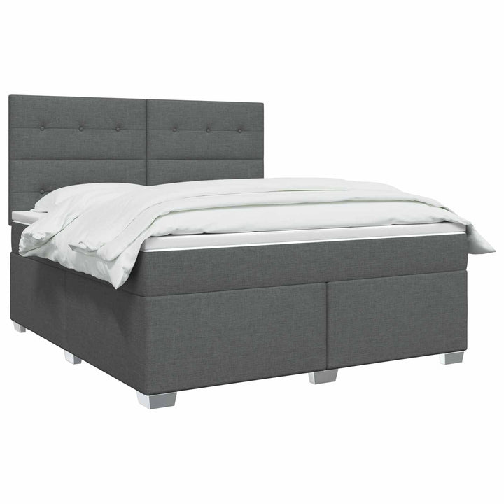 Boxmadras med topmadras Mørkegrå 140 x 200 cm Stof