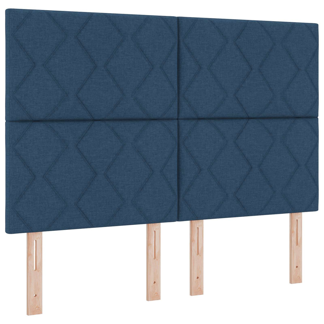Boxmadras med topmadras med hovedgærde Blå 140 x 200 cm Stof