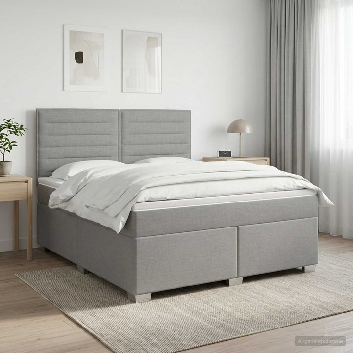 Boxmadras med topmadras Lysegrå 140 x 190 cm Stof