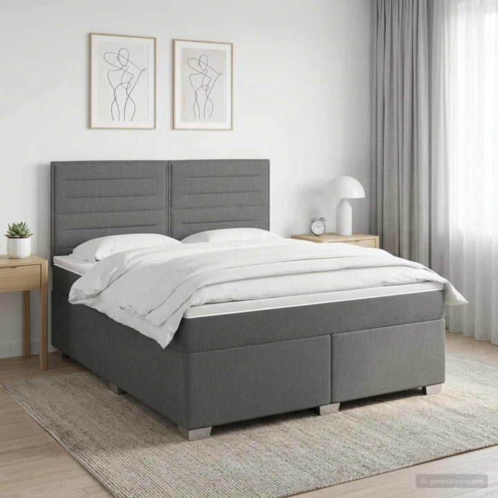 Boxmadras med topmadras Mørkegrå 140 x 200 cm Stof