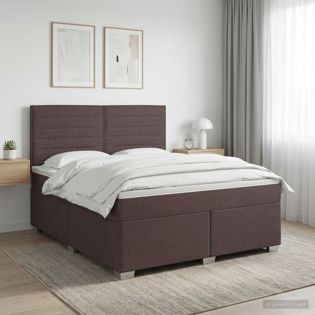 Boxmadras med topmadras Mørk Brun 140 x 190 cm Stof