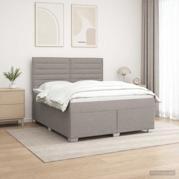 Boxmadras med topmadras Gråbrun 140 x 200 cm Stof