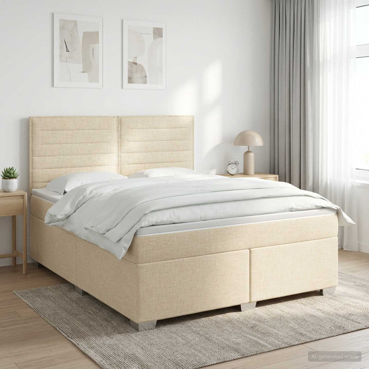 Boxmadras med topmadras Cremefarvet 140 x 200 cm Stof