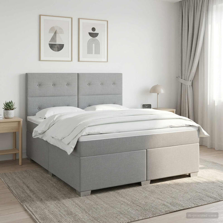 Boxmadras med topmadras Lysegrå 140 x 190 cm Stof