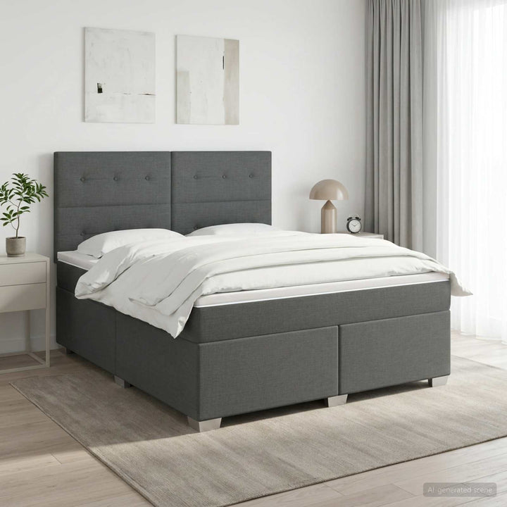 Boxmadras med topmadras Mørkegrå 140 x 190 cm Stof