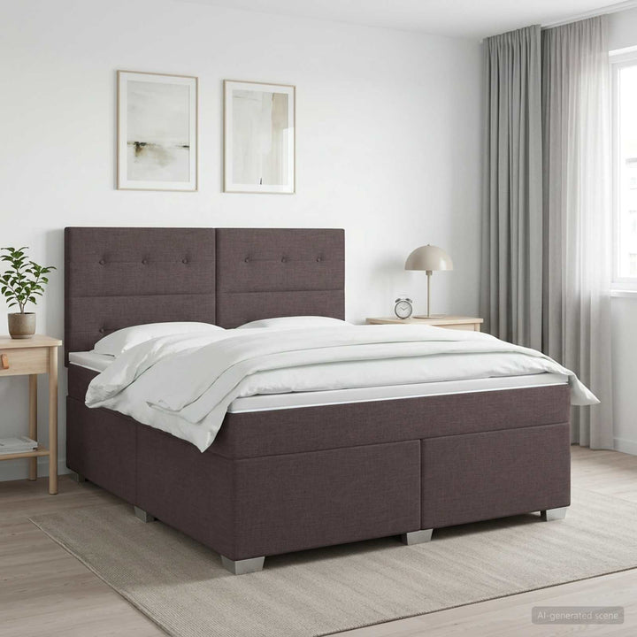Boxmadras med topmadras Mørk Brun 140 x 200 cm Stof