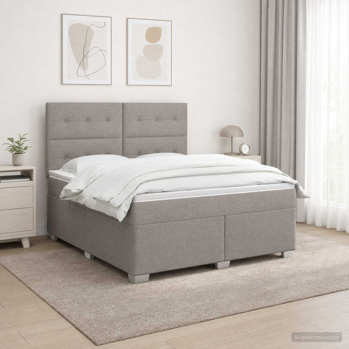 Boxmadras med topmadras Gråbrun 140 x 200 cm Stof