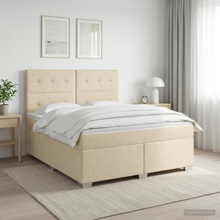 Boxmadras med topmadras Cremefarvet 140 x 190 cm Stof