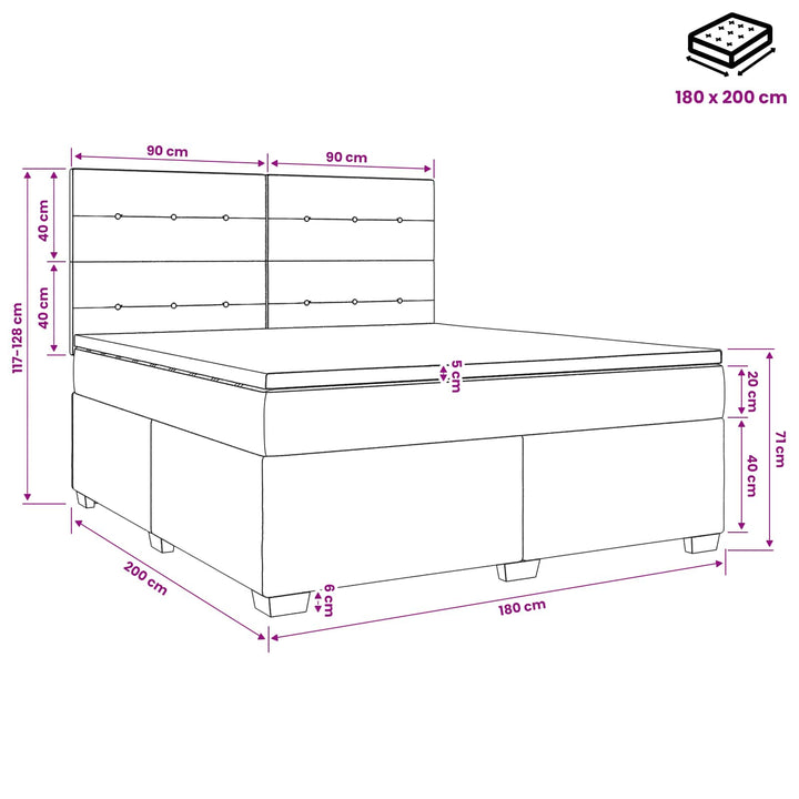 Boxmadras med topmadras Cremefarvet 180 x 200 cm Stof