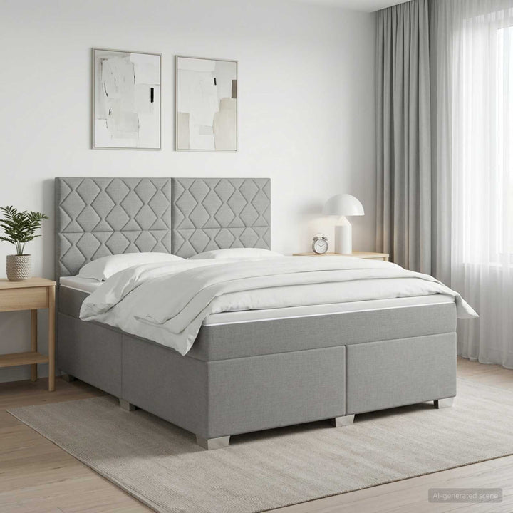 Boxmadras med topmadras Lysegrå 140 x 190 cm Stof