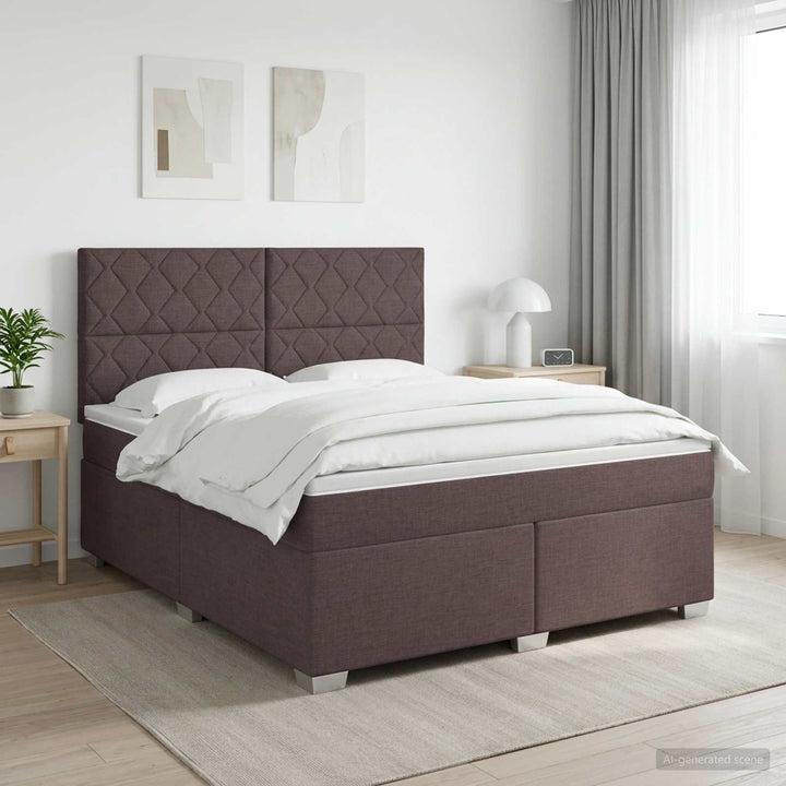 Boxmadras med topmadras Mørk Brun 140 x 200 cm Stof