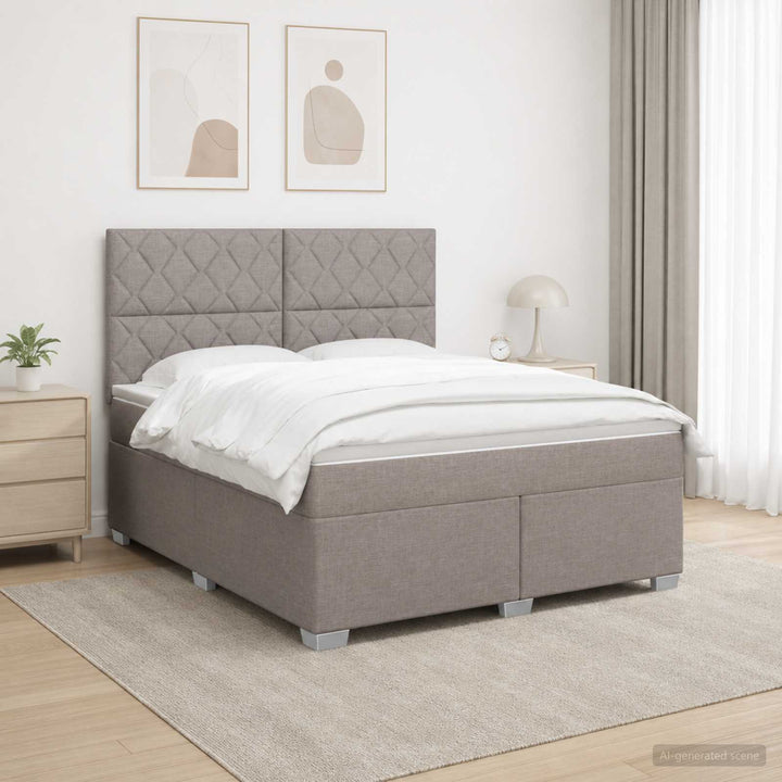 Boxmadras med topmadras Gråbrun 160 x 200 cm Stof