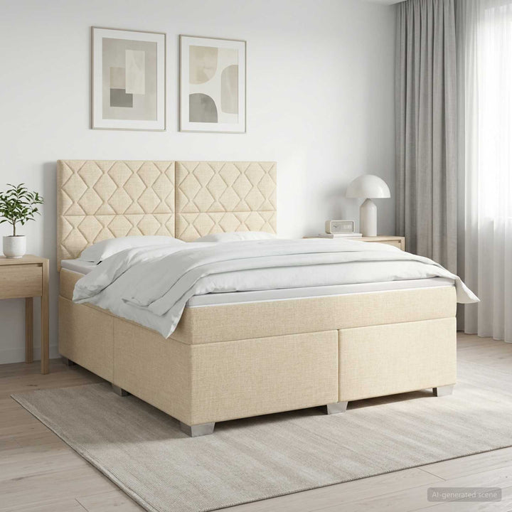 Boxmadras med topmadras Cremefarvet 180 x 200 cm Stof