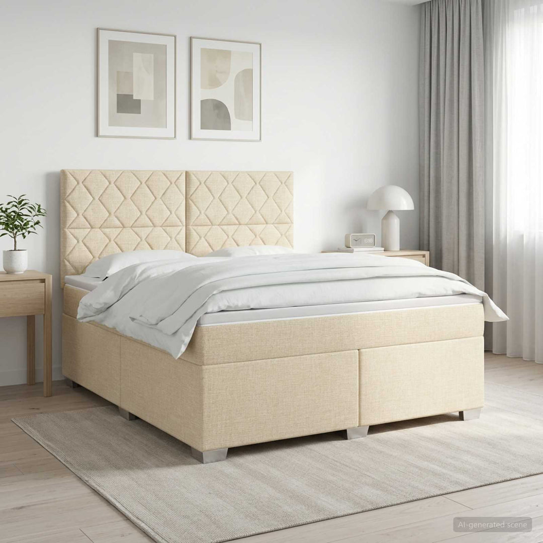 Boxmadras med topmadras Cremefarvet 160 x 200 cm Stof
