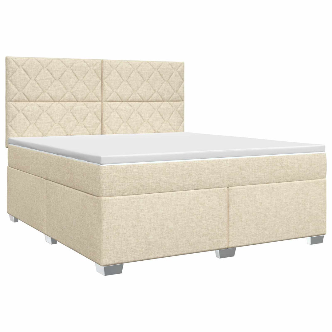 Boxmadras med topmadras Cremefarvet 180 x 200 cm Stof